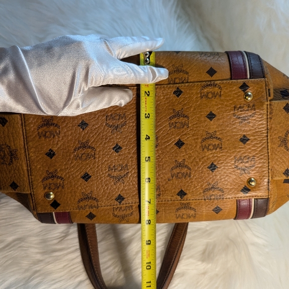 MCM Cognac Visetos Two Way Handbag Shoulder Bag Purse - Picture 7 of 10